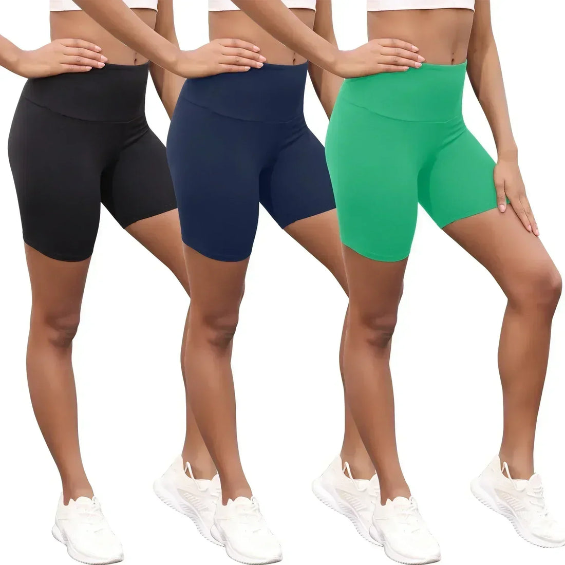 3 Pack Women's High Waisted Super Soft Tummy Control Non See Through Workout Yoga Shorts