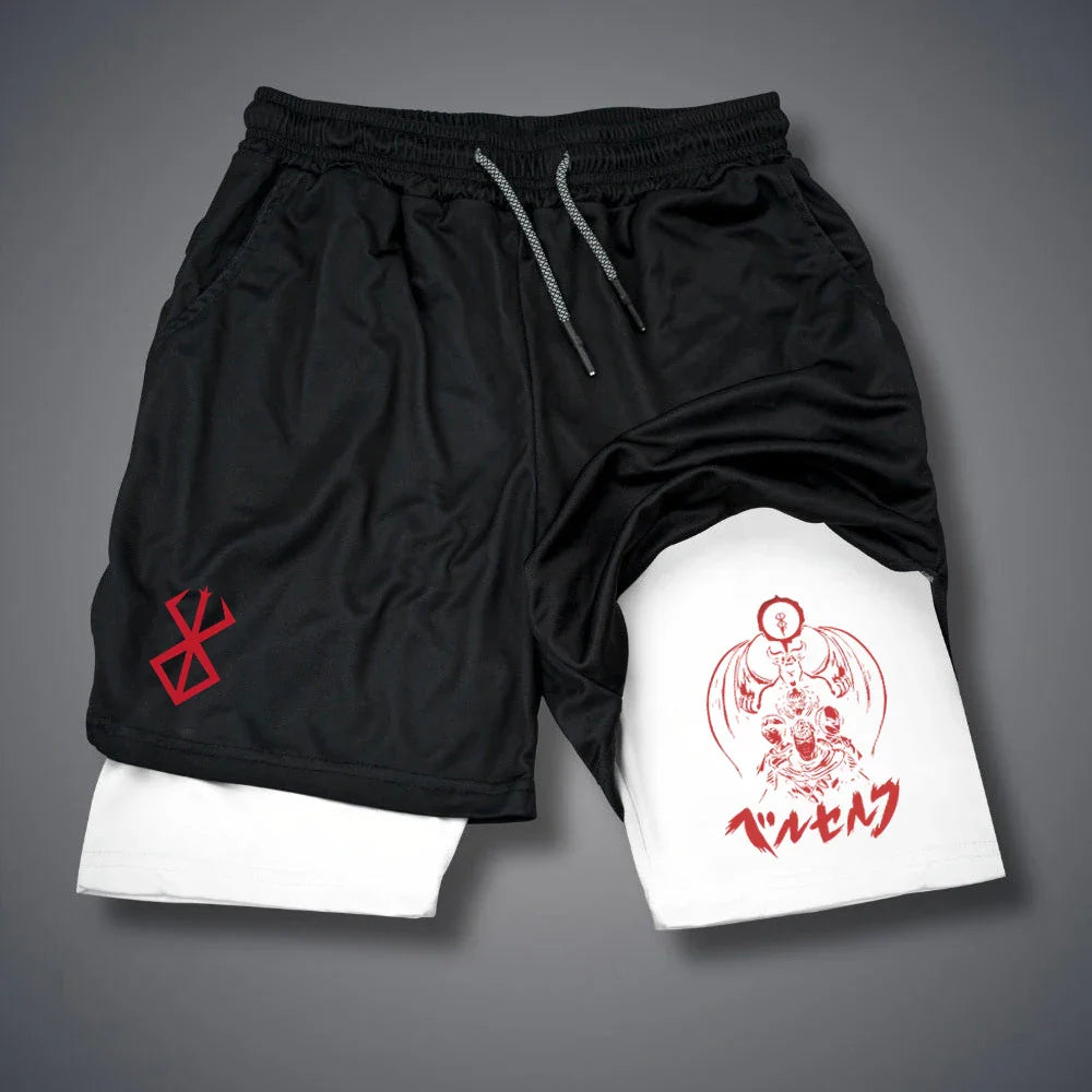 Men's 2 in 1 Compression Running Shorts with phone pockets