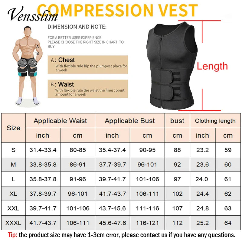 Men's Compression Body Shaper Slimming Waist Trainer Vest