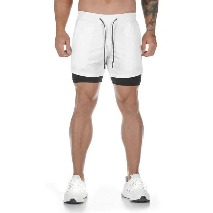 Men’s 2-in-1 Camo Running Shorts — Quick-Dry Training Shorts with Inner Compression Layer
