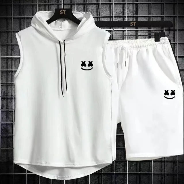 Men's Casual Summer Hooded Shorts Tracksuit Set