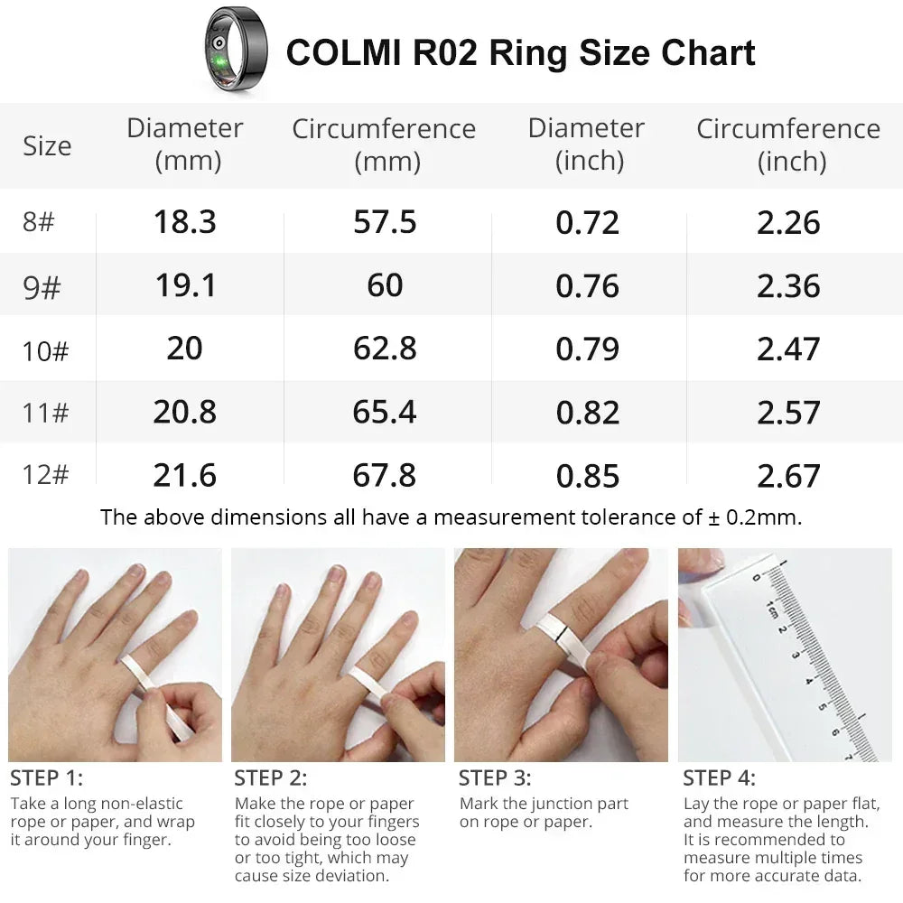 2024 COLMI Men's or Women's Waterproof Smart Ring Fitness Tracker