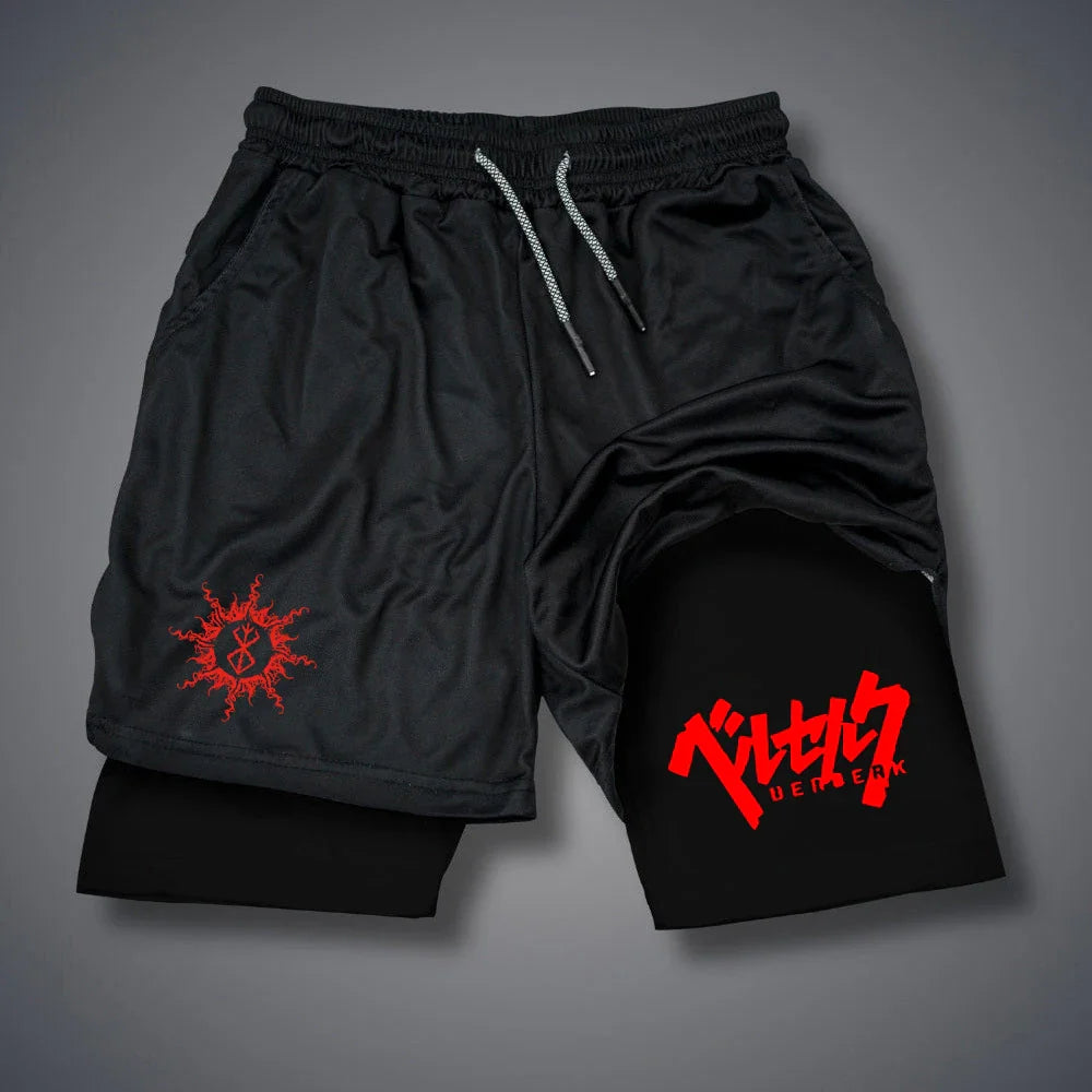 Men's 2 in 1 Compression Running Shorts with phone pockets