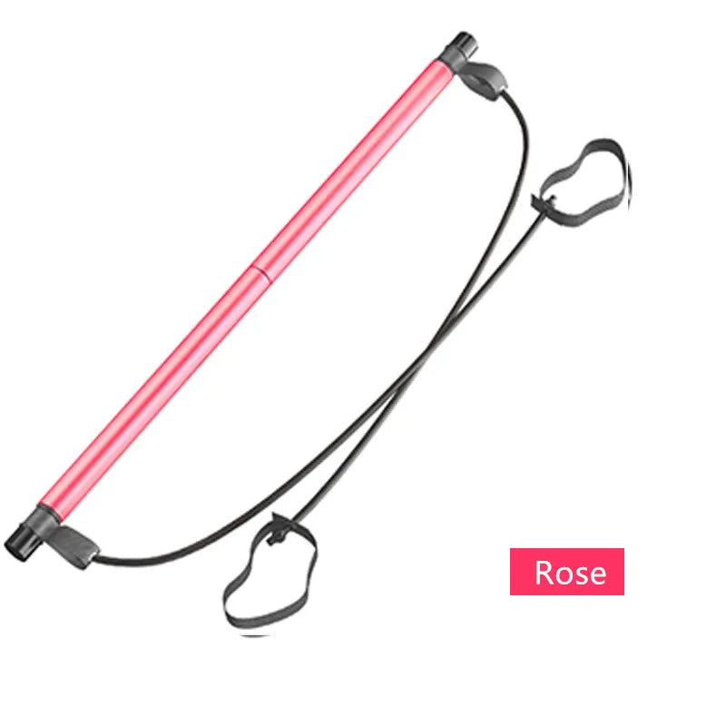 Portable Yoga Pilates Muscle Toning Bar Stick with Resistance Bands