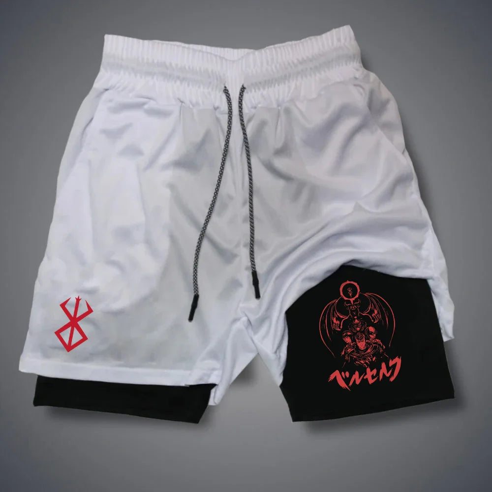 Men's 2 in 1 Compression Running Shorts with phone pockets