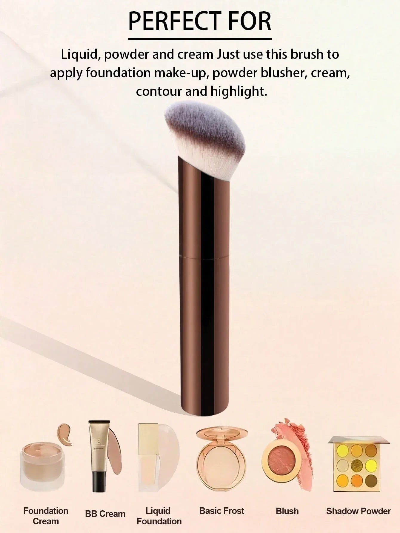 7pcs Professional Makeup Brush Set, Includes: 4pcs Dual-Ended Face Brushes, 1pc Angled Brush, 1pc Short Handle Foundation Brush,