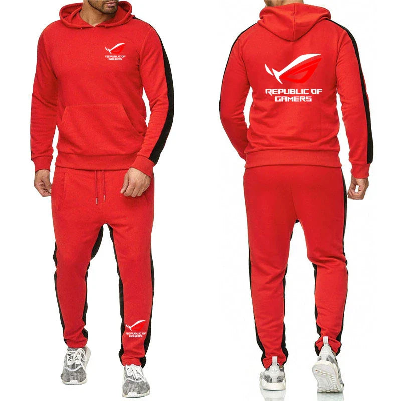 ROG Men's Fleece Tracksuit: Solid Color Jogger Set