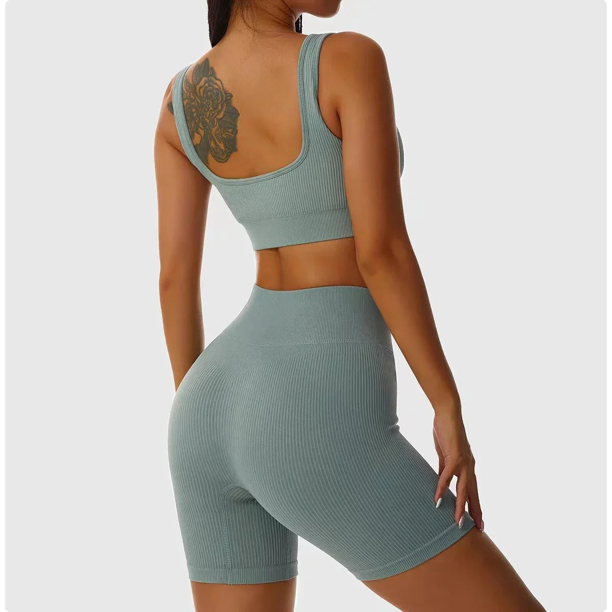 Women's Ribbed Seamless Yoga Short Set