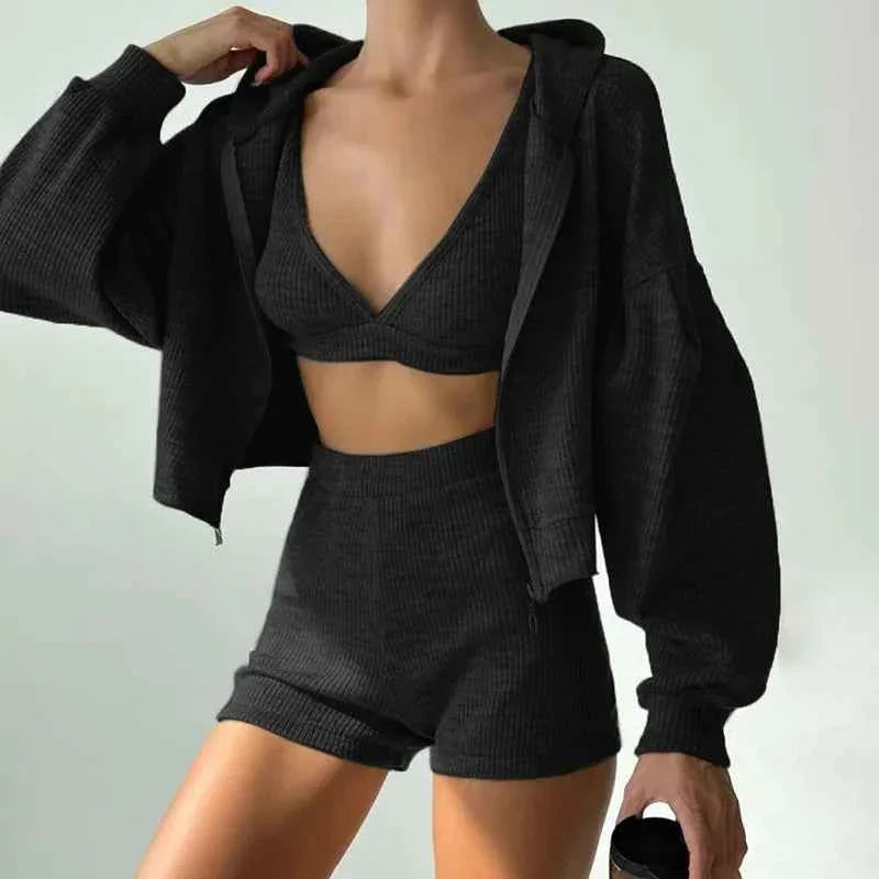 Women's Solid Sport 3-Piece Tracksuit Set