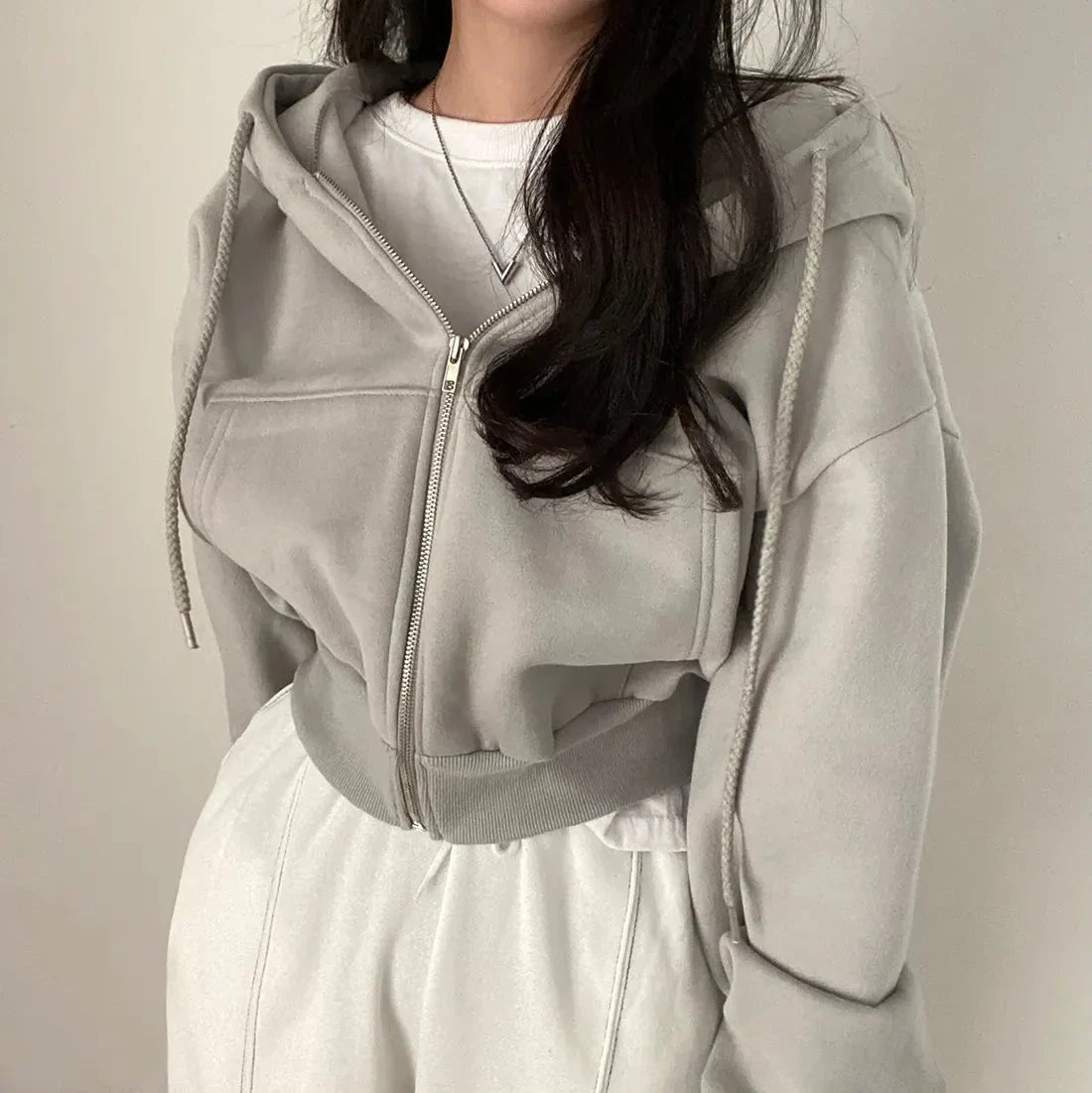 Women’s Y2K Zip Up  Oversized Crop Hoodie