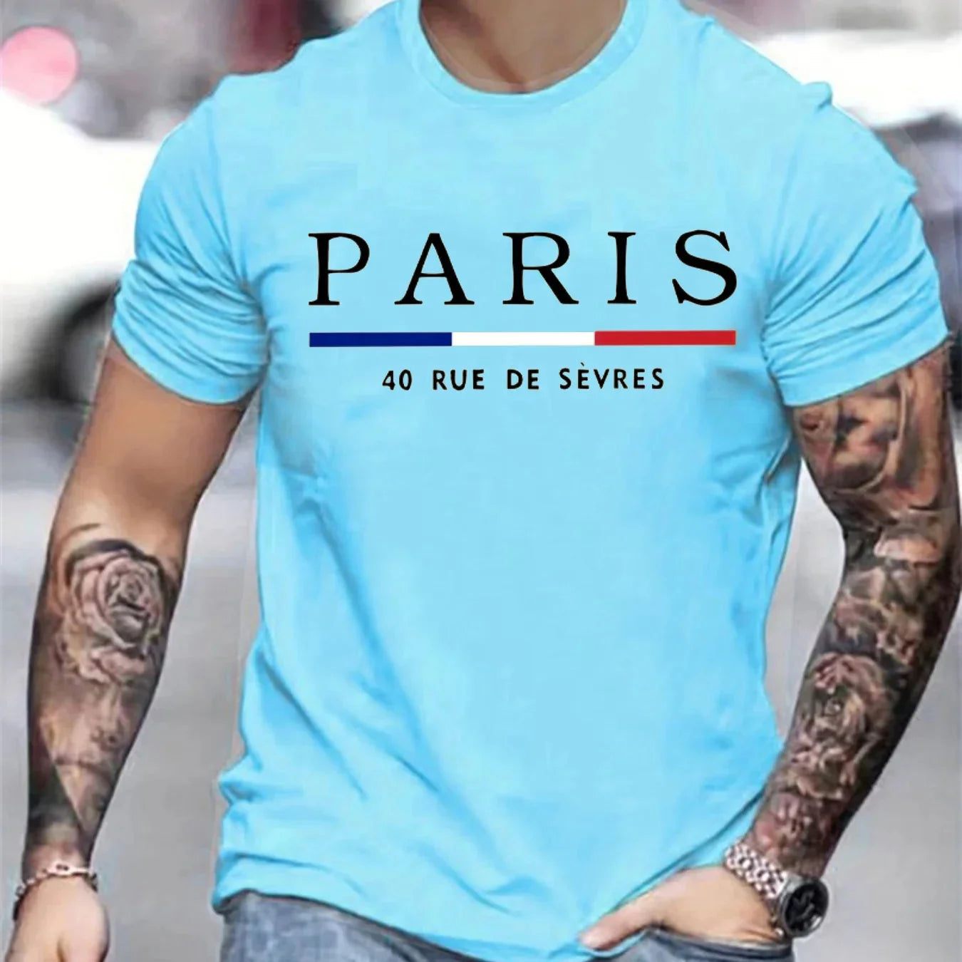 Paris Shirts men's T-shirt 3D printed men's clothing short sleeved men's T-shirt round neck oversized T-shirt fashionable men's