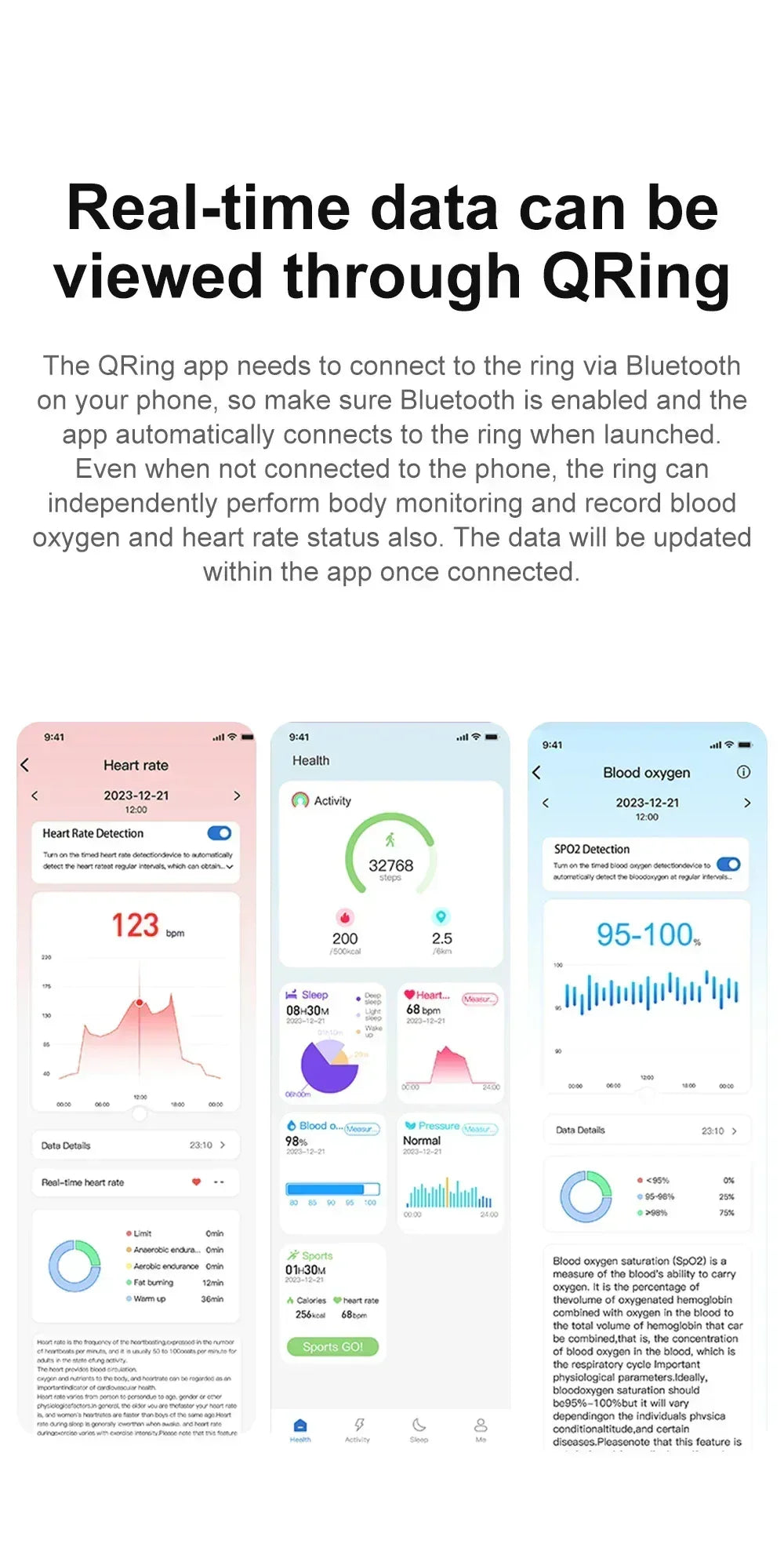 2024 COLMI Men's or Women's Waterproof Smart Ring Fitness Tracker