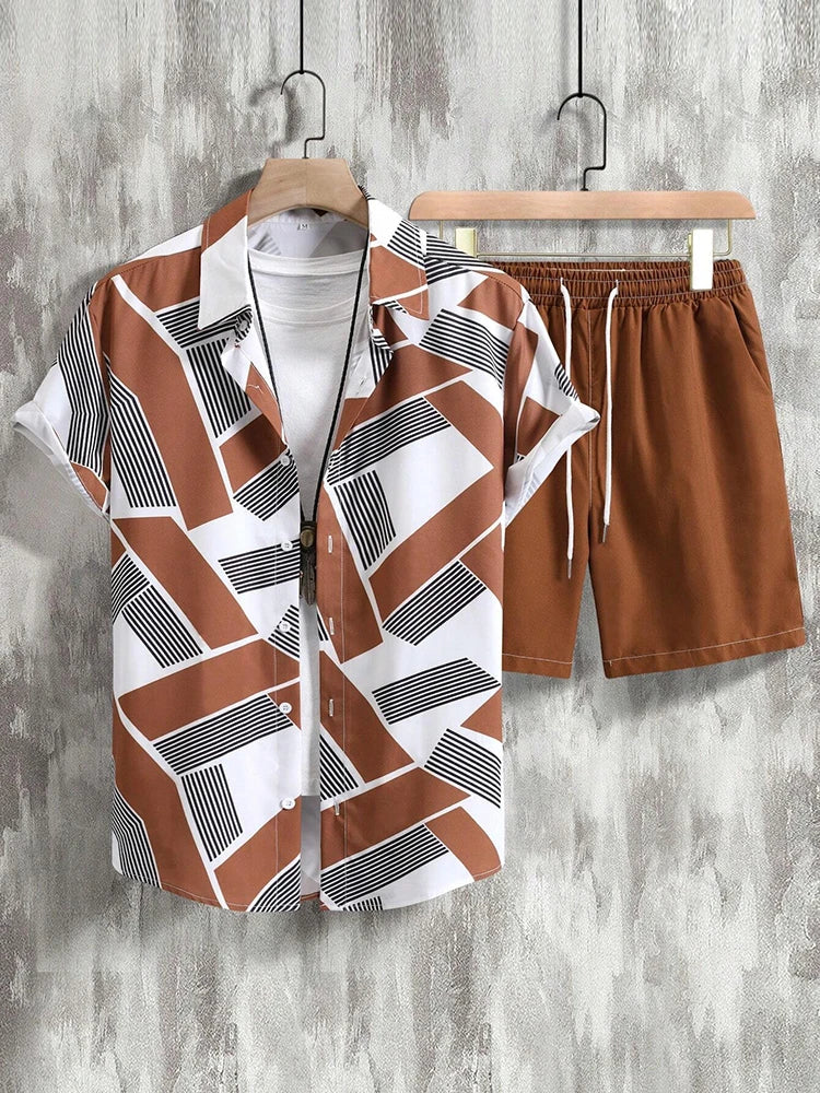 Resort Luxury Style Men's Short-sleeved Outfit