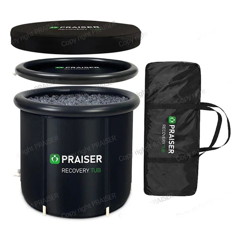 Modern Round  80Cm Black Cold Plunge Inflatable Barrel Foldable Ice Bath