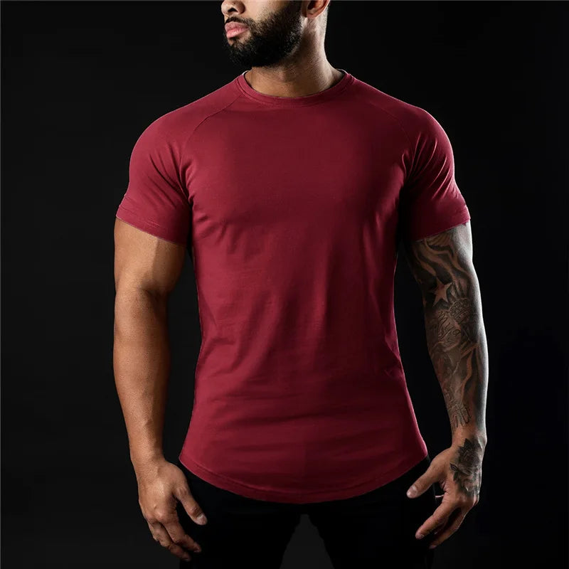 FlexFit Men's Cotton Tee: Summer Athletic Muscle Shirt