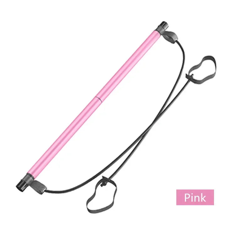 Portable Yoga Pilates Bar Stick with Resistance Band Muscle Toning Bar Home Workout