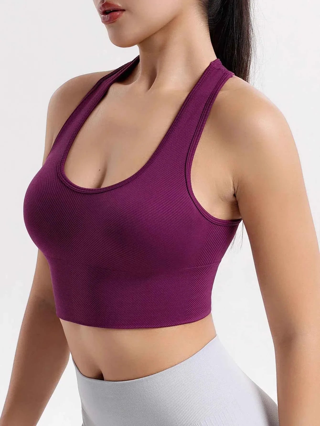 Women's Seamless Ribbed Racerback Sports Bra