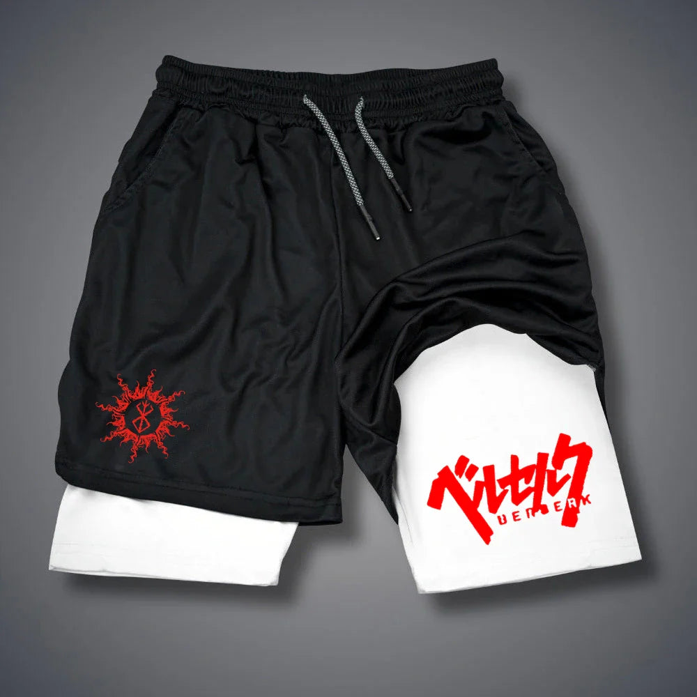 Men's 2 in 1 Compression Running Shorts with phone pockets