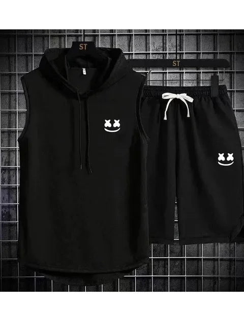 Men's Casual Summer Hooded Shorts Tracksuit Set