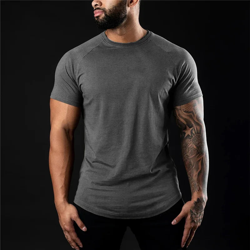 FlexFit Men's Cotton Tee: Summer Athletic Muscle Shirt