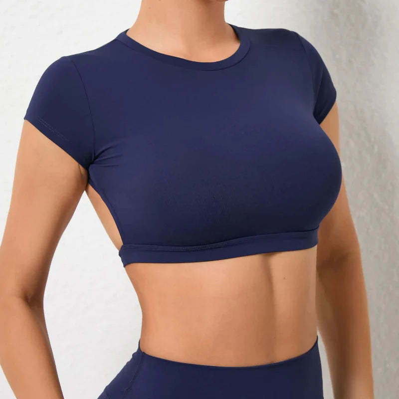 Women's Fitted Backless Fitness Crop Top