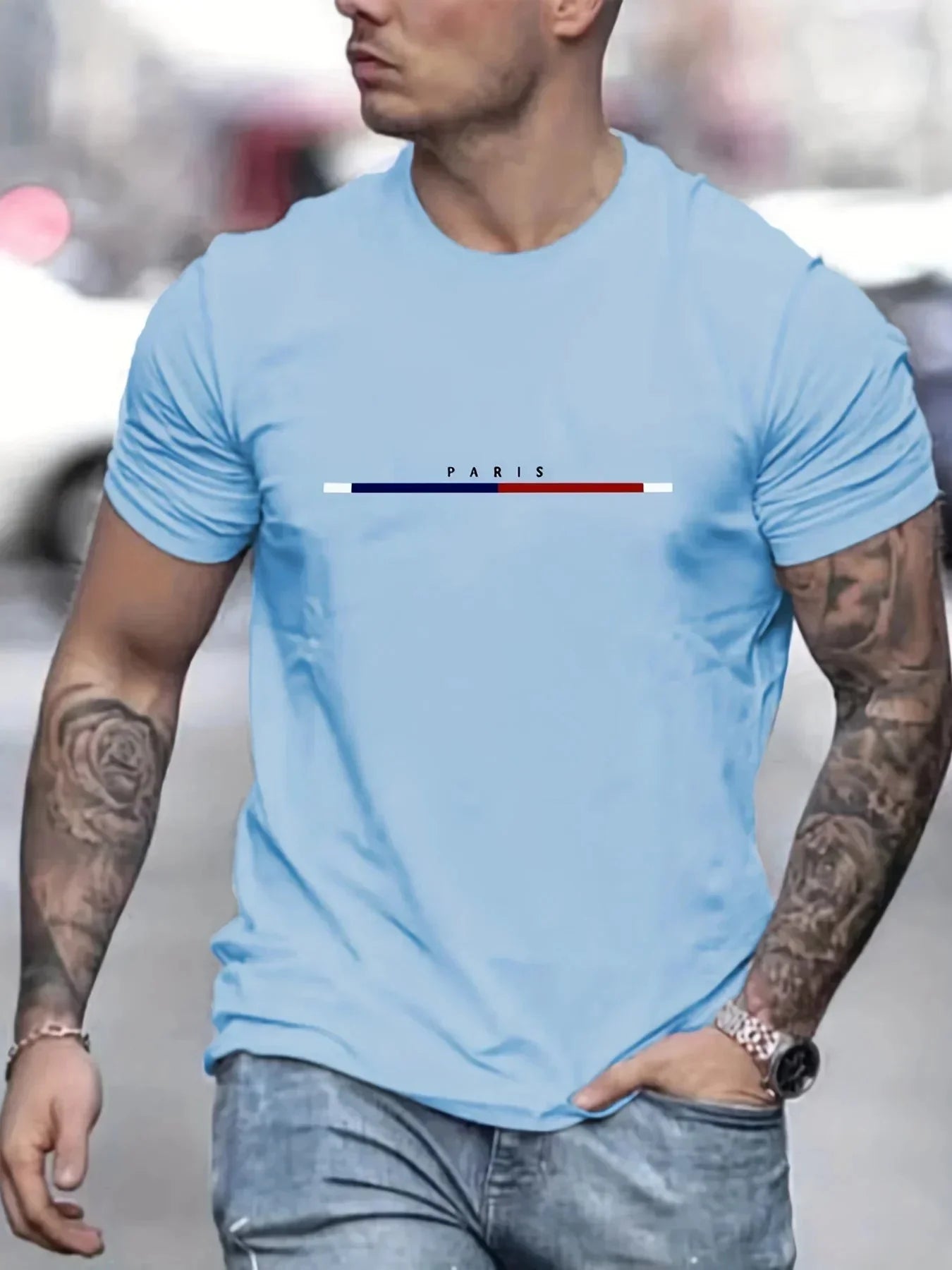 Paris Shirts men's T-shirt 3D printed men's clothing short sleeved men's T-shirt round neck oversized T-shirt fashionable men's