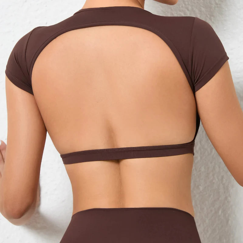 Women's Fitted Backless Fitness Crop Top