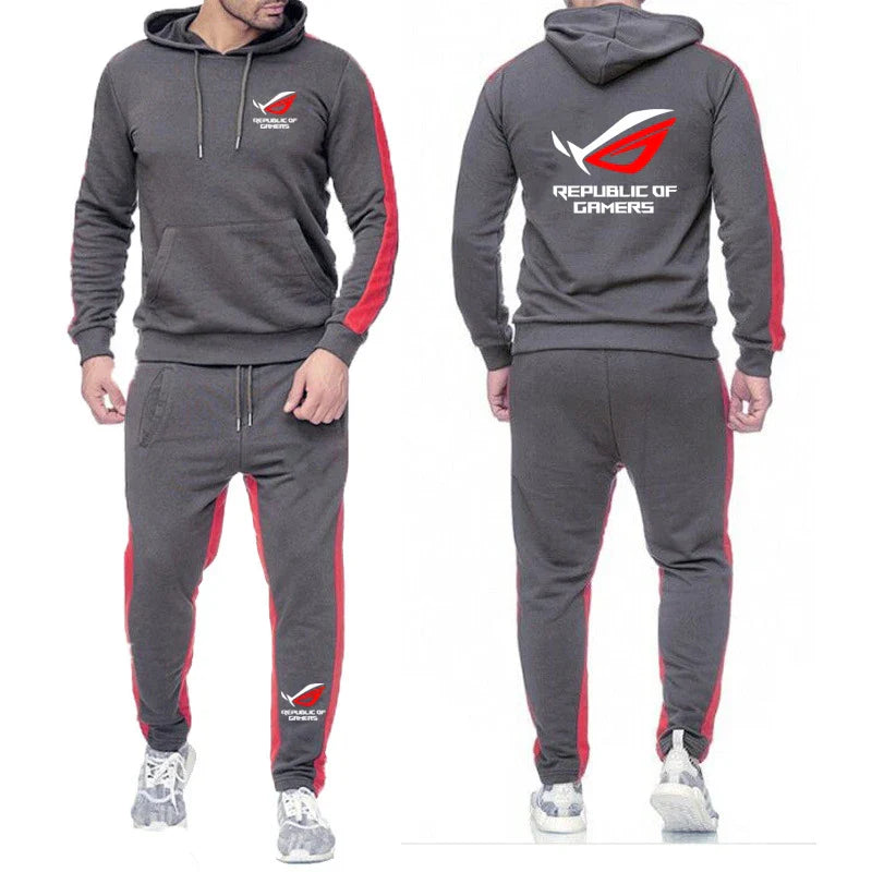 ROG Men's Fleece Tracksuit: Solid Color Jogger Set