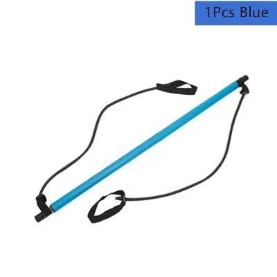 Portable Yoga Pilates Bar Stick with Resistance Band Muscle Toning Bar Home Workout
