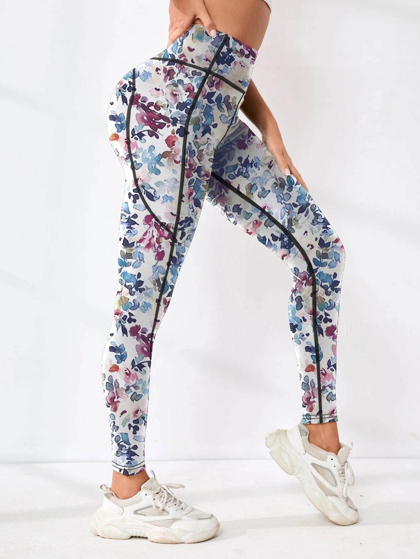 Women's Printed High-Waist Pocket Fitness Pants
