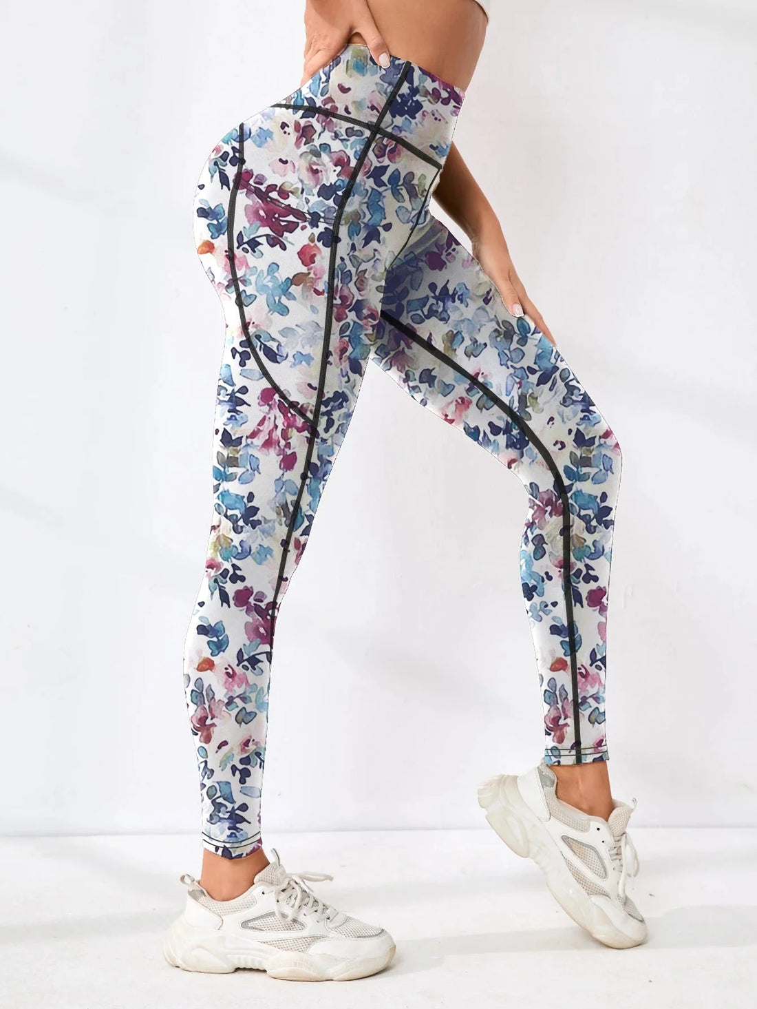 Women's Printed High-Waist Pocket Fitness Pants