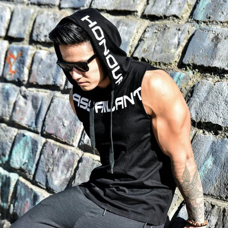 Men's Sleeveless Hooded Tank Top