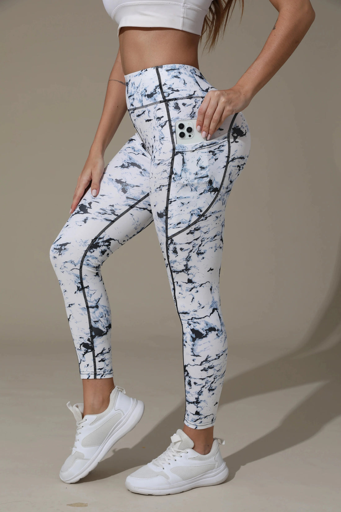Women's Printed High-Waist Pocket Fitness Pants