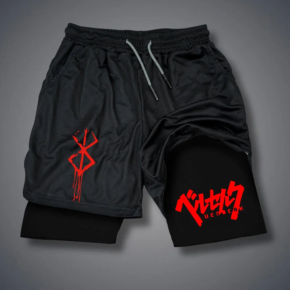Men's 2 in 1 Compression Running Shorts with phone pockets