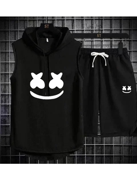 Men's Casual Summer Hooded Shorts Tracksuit Set