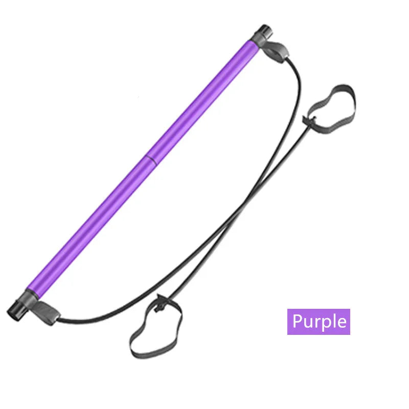 Portable Yoga Pilates Muscle Toning Bar Stick with Resistance Bands