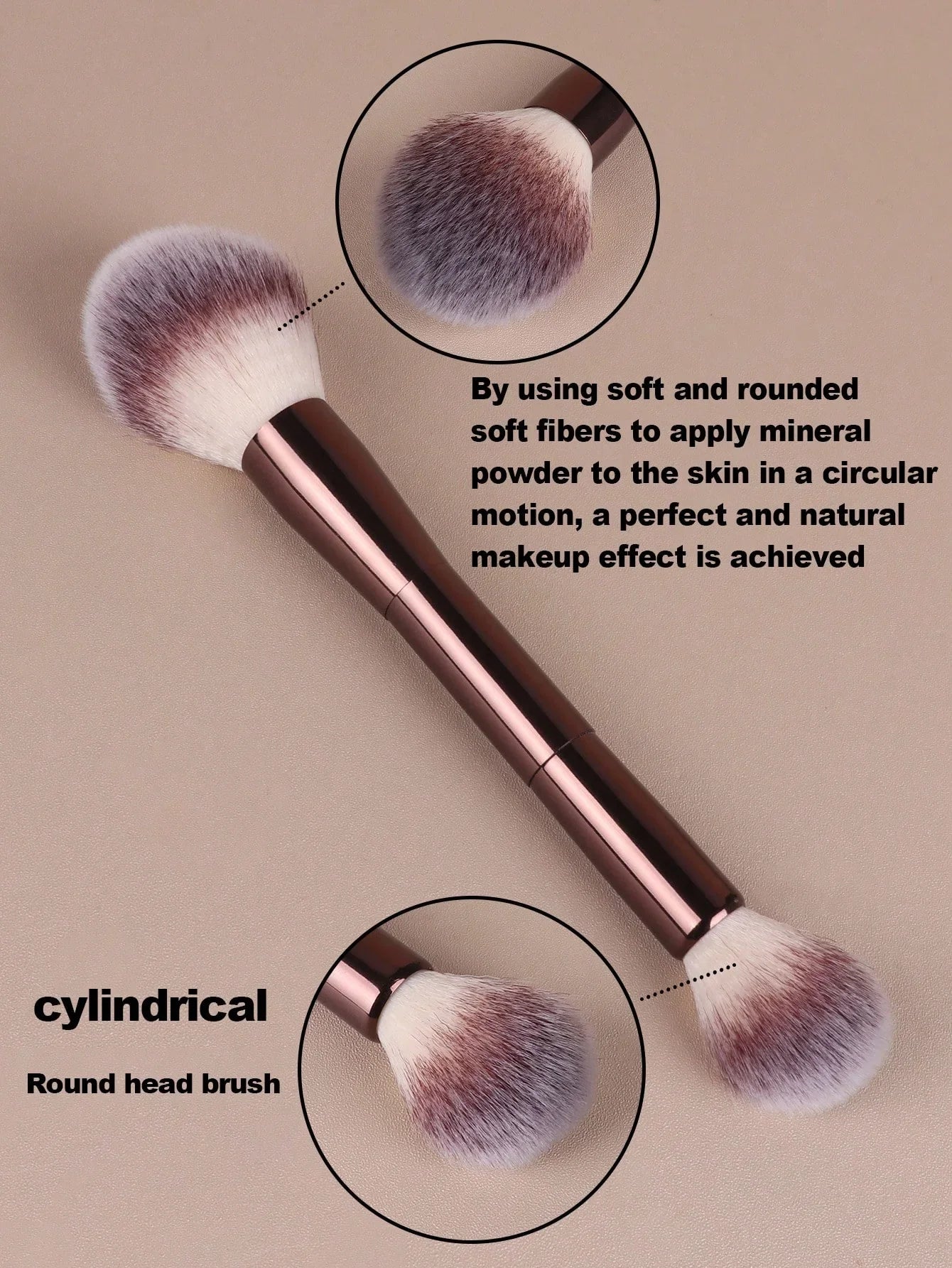 7pcs Professional Makeup Brush Set, Includes: 4pcs Dual-Ended Face Brushes, 1pc Angled Brush, 1pc Short Handle Foundation Brush,