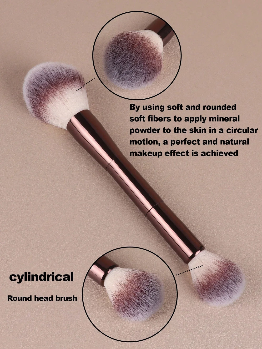 7pcs Professional Makeup Brush Set, Includes: 4pcs Dual-Ended Face Brushes, 1pc Angled Brush, 1pc Short Handle Foundation Brush,