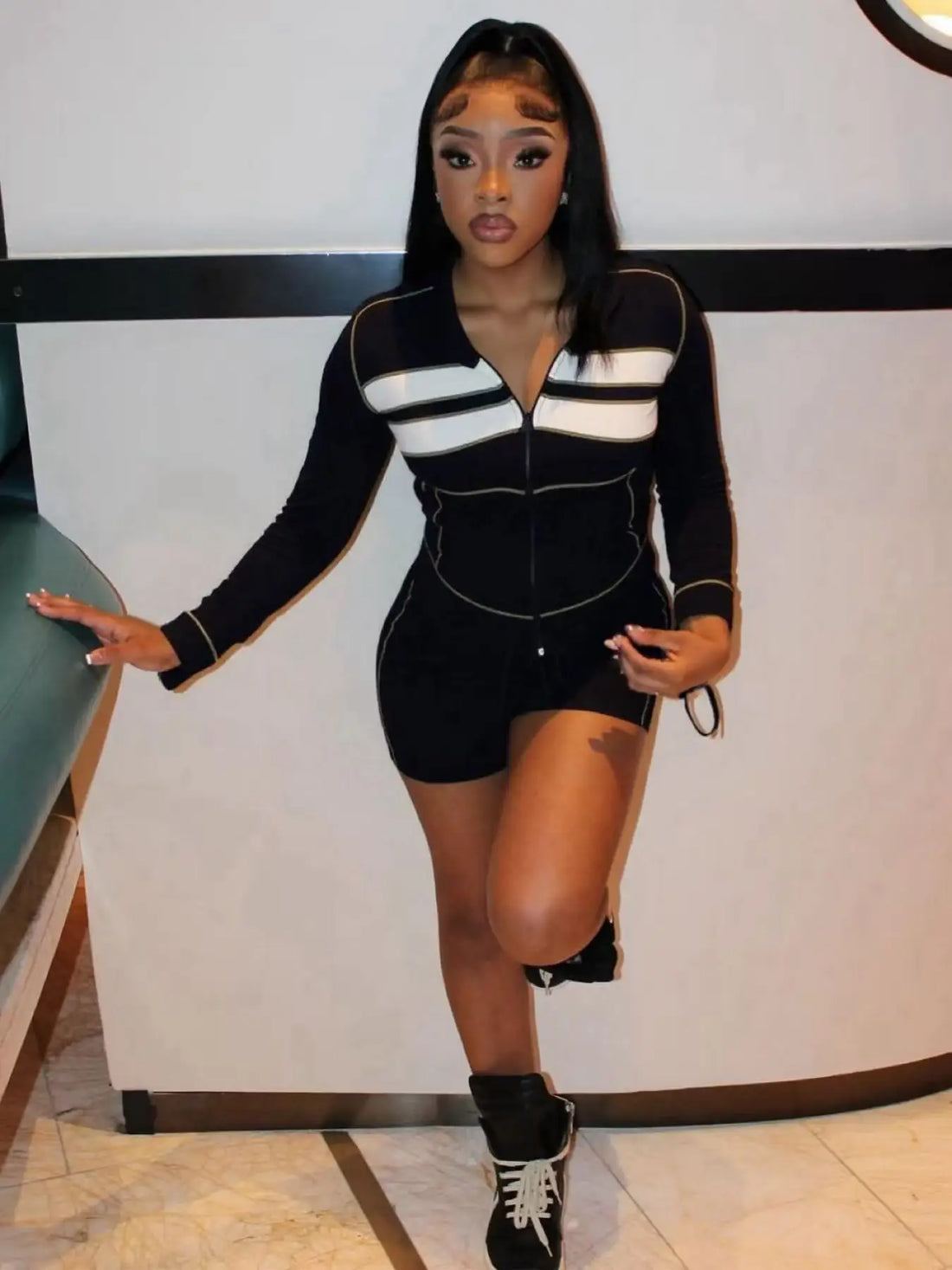 Patchwork Stripes Women Tracksuit Set