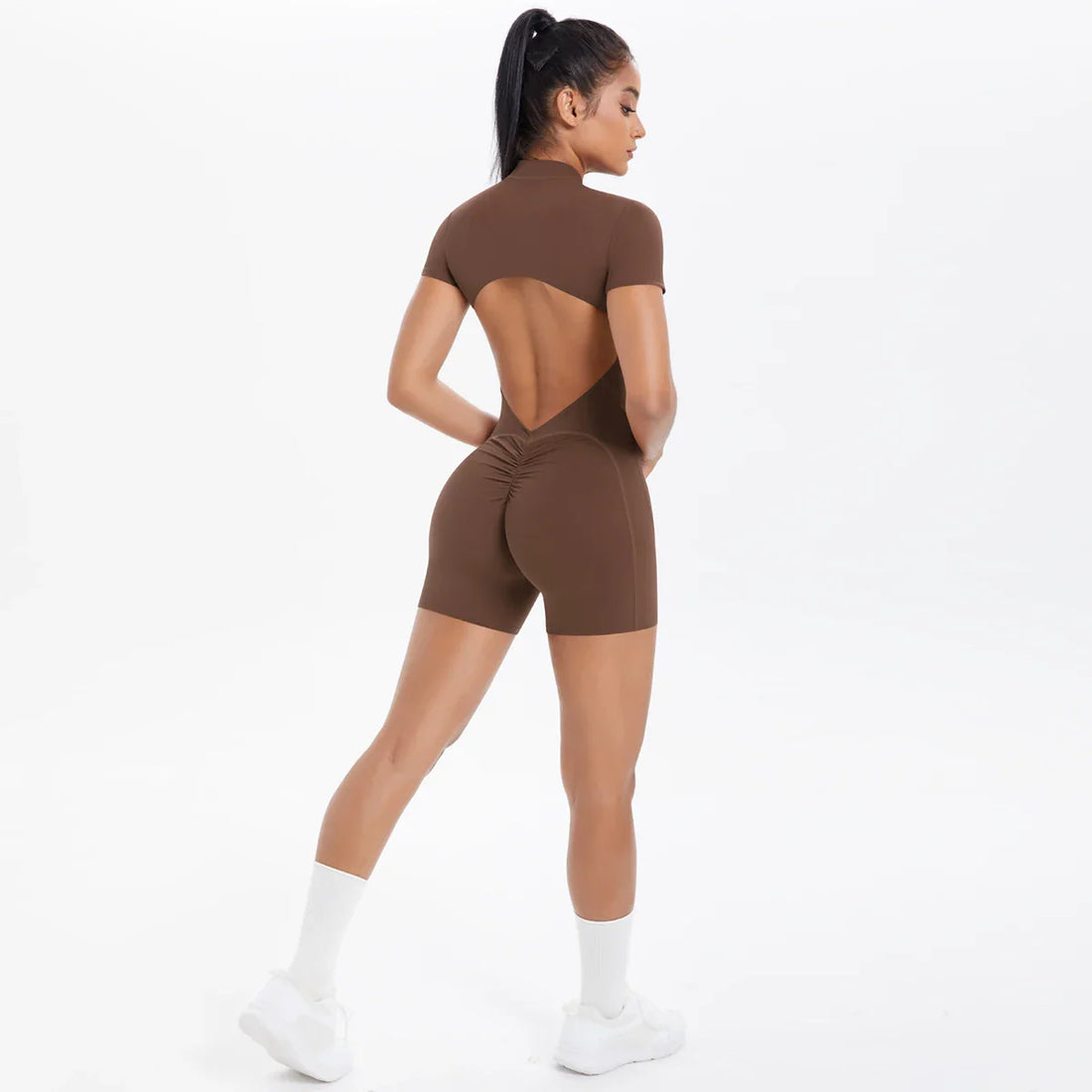 FlexiFit Women's Backless Zip Jumpsuit - Yoga Wear