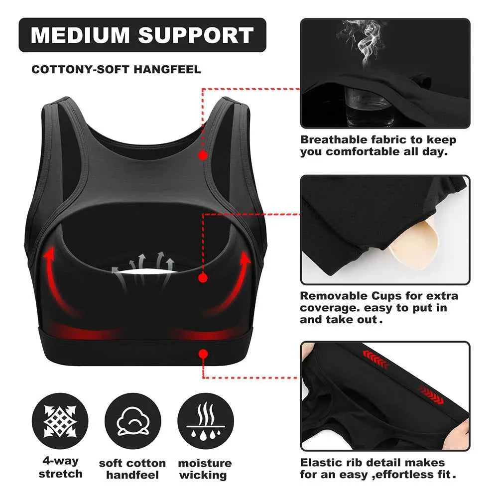 Women's Push Up Sports Bra with Removable Cups