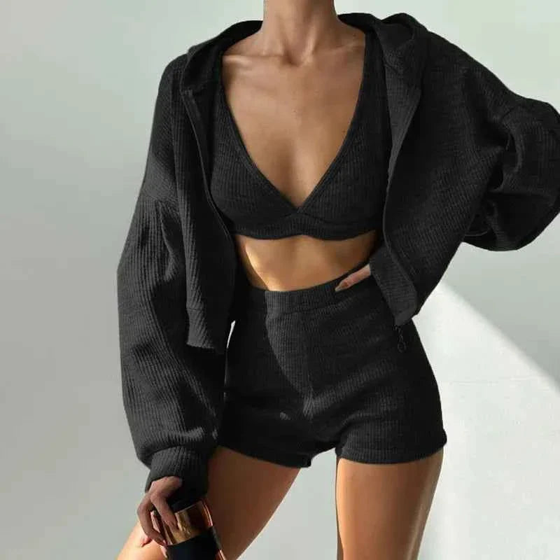 Women's Solid Sport 3-Piece Tracksuit Set