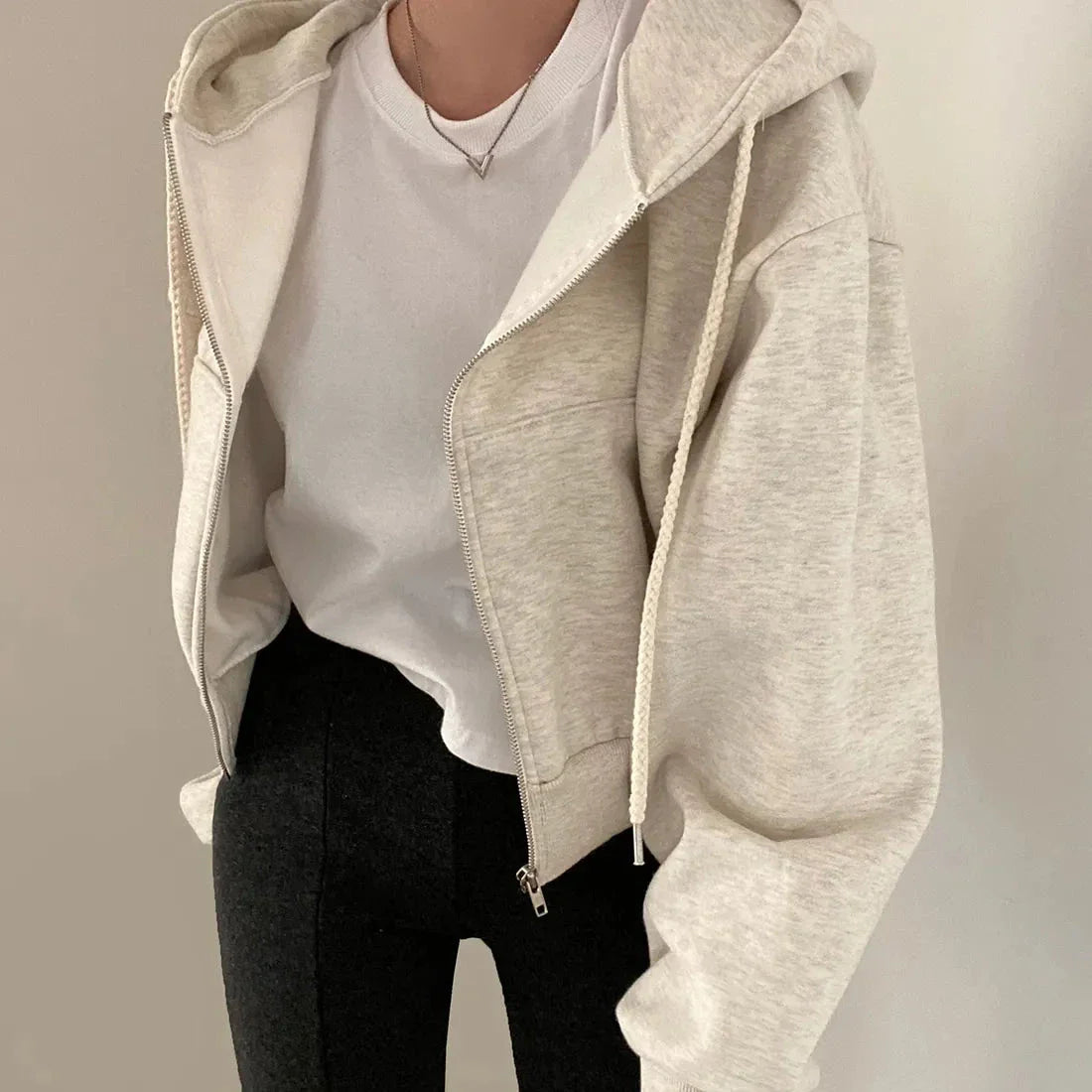 Women’s Y2K Zip Up  Oversized Crop Hoodie