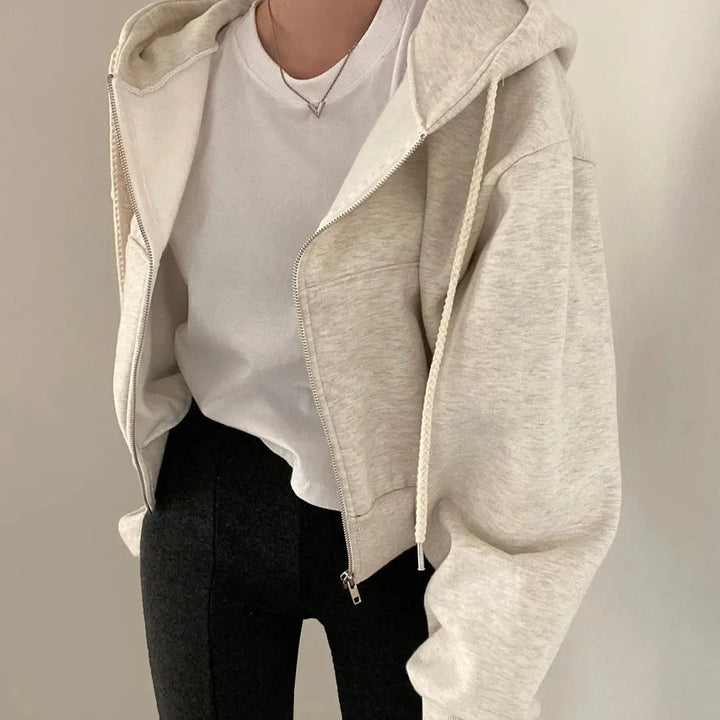 Women’s Y2K Zip Up  Oversized Crop Hoodie