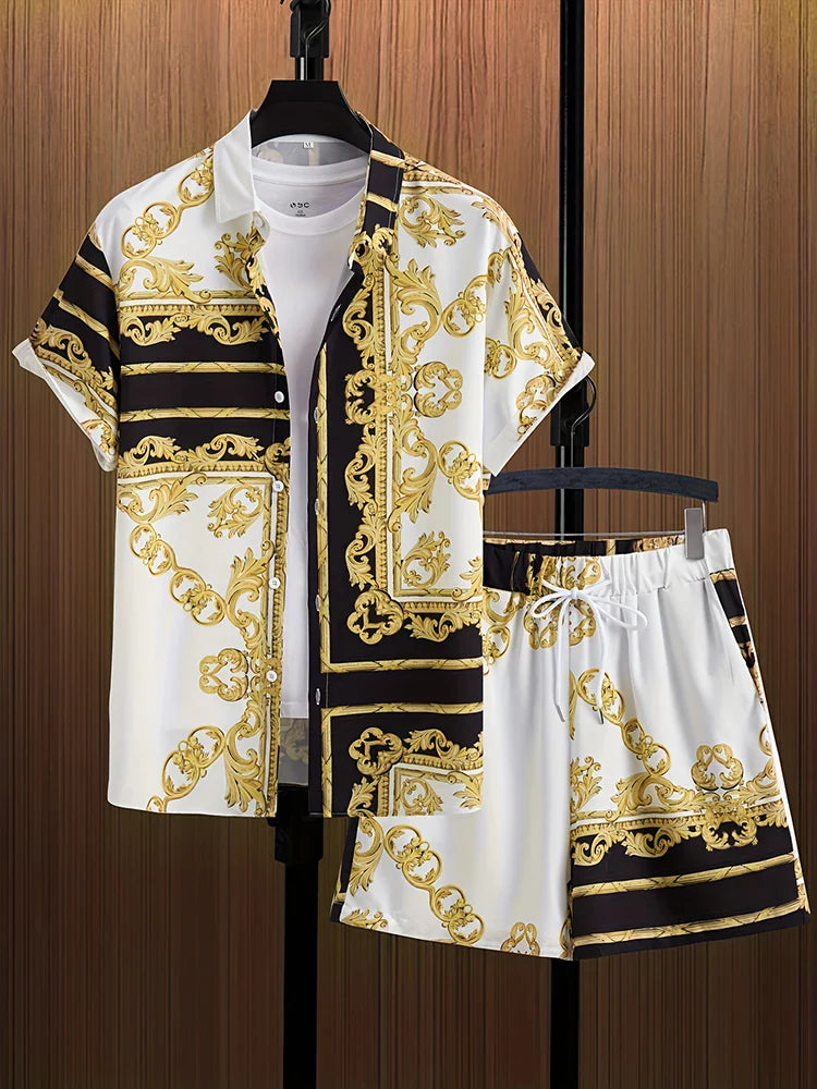 Resort Luxury Style Men's Short-sleeved Outfit