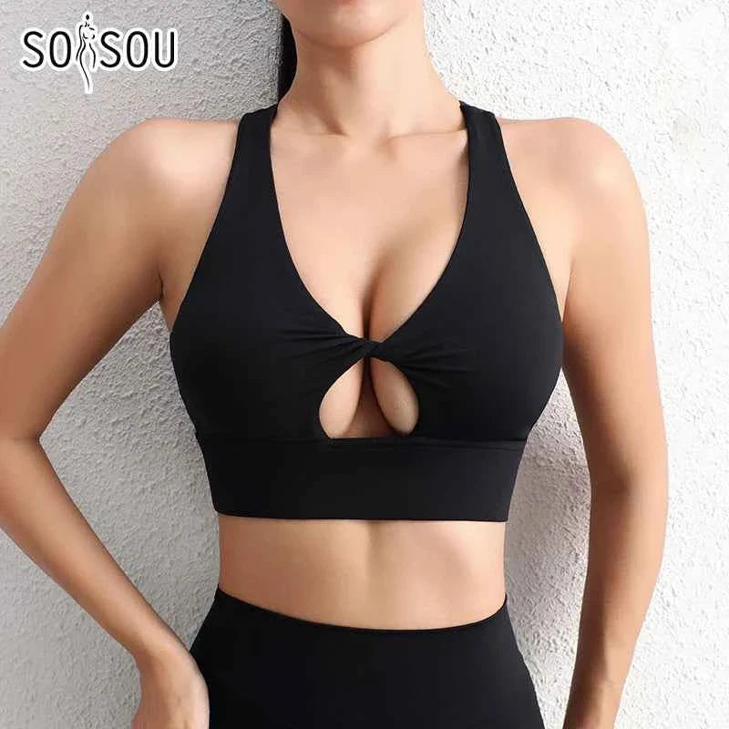 Women's Halter Neck Yoga Crop Top with Removable Pads