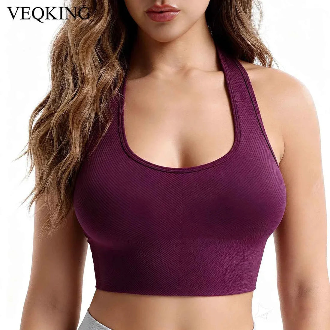 Women's Seamless Ribbed Racerback Sports Bra