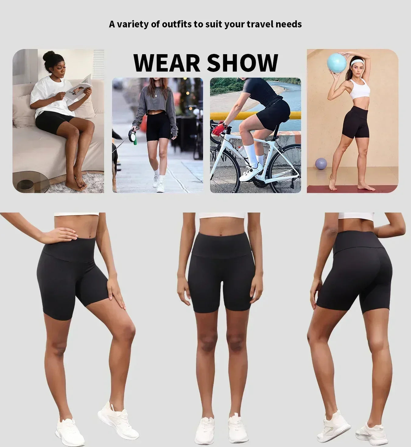 3 Pack Women's High Waisted Super Soft Tummy Control Non See Through Workout Yoga Shorts