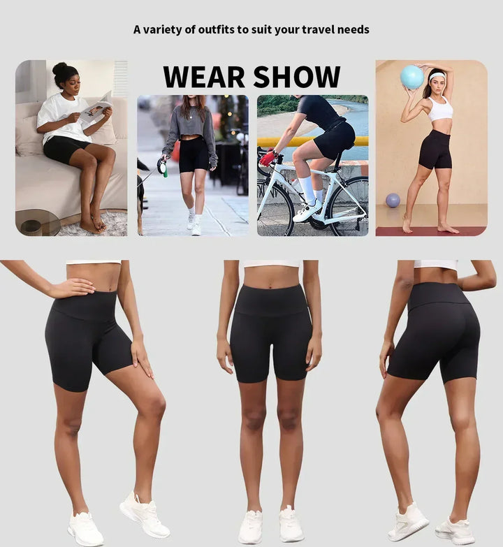 3 Pack Women's High Waisted Super Soft Tummy Control Non See Through Workout Yoga Shorts