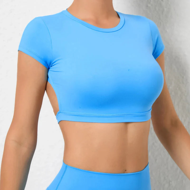 Women's Fitted Backless Fitness Crop Top